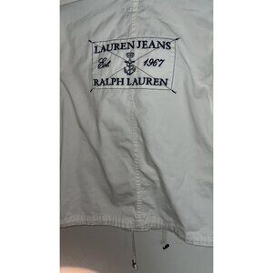 RALPH LAUREN JEANS CO Womens M White Denim Jacket Nautical Zip Button Boating